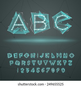 Glow low poly glitch font.