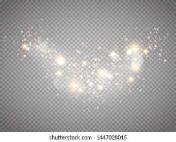 Glow magic light effect. Star dust. Vector glowing sparkles. 