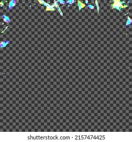 Glow Particle Background Transparent Vector. Shimmer Glamour Texture. Multicolored Holiday Wallpaper. Violet Clarity. Flare Graphic Design.