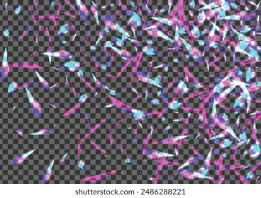 Glow Particle Background Transparent Vector. Twinkle Warm Card. Blue Starlight Illustration. Multicolored Decorate. Confetti Fade Texture.