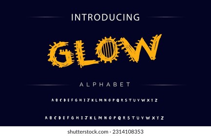Glow Playful style font design, childish alphabet letters and numbers vector illustration
