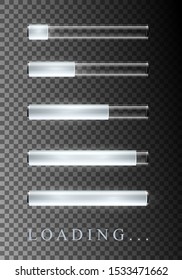 Glow progress loading bar. Transparent and isolated. Vector.