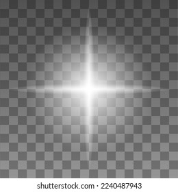 Glow. Realistic flash on a transparent background. Shine. Star.