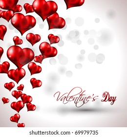 Glow of Red Flying Heart Background for Valentine's Day Flyer