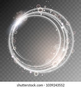 Glow round frame with many shine particles and electricity effect.Vector background.