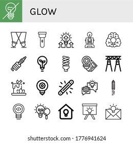 iluminar conjunto de iconos simples. Contiene iconos como luz incandescente, luz solar, antorcha, lámpara de luz, idea, chispa, bombilla, velas, brillo, iluminación, que se pueden usar para web, móvil y logotipo