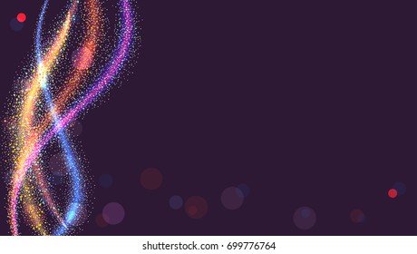 Glow smoky waves background. Curved pattern, flow motion illustration. Abstract backdrop, template for cover, banner, poster or packaging