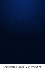 Glow Snowfall Vector Blue Background. Shiny Glitter Snowstorm Card. Festive Snowflake Banner. Glow Dots Backdrop.
