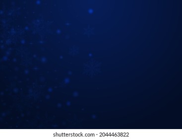 Glow Snowflake Vector Blue Background. White Chrismas Snowfall Backdrop. Festive Confetti Design. Christmas Dots Banner.