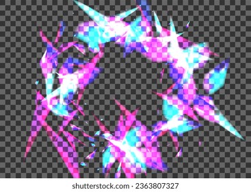 Glow Spark Background Transparent Vector. Twinkle Dark Texture. Violet Banner Card. Shine Galaxy. Shimmer Blurry Design.