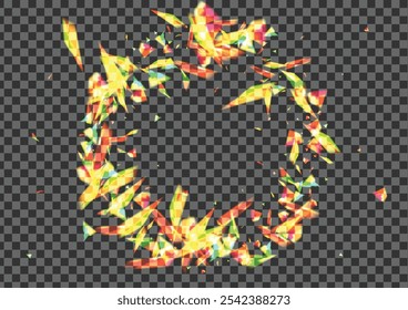 Fondo de chispa brillante Vector transparente. Tarjeta Espacial Bokeh. Textura Cálida Naranja. Brilla Oscuro. Fondo de pantalla mágico de confeti.