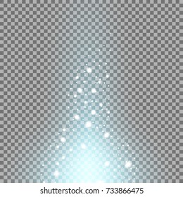 Glow sparks effect, light flare, star and burst on transparent background, aqua color
