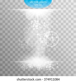 Glow special effect light, flare, star and burst on transparent background. Isolated spark