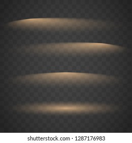 Glow special light effect, flare, star and spark Isolated. Golden Vector light