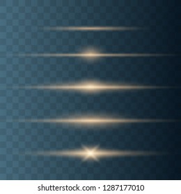 Glow special light effect, flare, star and spark Isolated. Golden Vector light