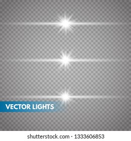 Glow special light effect, flare, star and spark Isolated. Vector lights