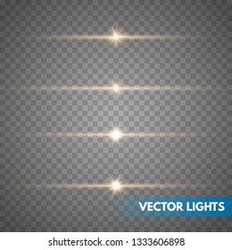 Glow special light effect, flare, star and spark Isolated. Golden Vector light