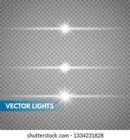 Glow special light effect, flare, star and spark Isolated. Vector lights