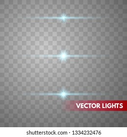 Glow special light effect, flare, star and spark Isolated. Vector lights