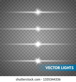 Glow special light effect, flare, star and spark Isolated. Vector lights