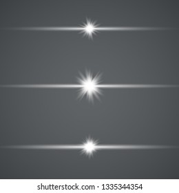 Glow special light effect, flare, star and spark Isolated. Vector lights