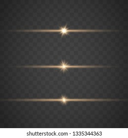 Glow special light effect, flare, star and spark Isolated. Golden Vector light