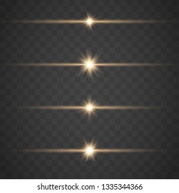 Glow special light effect, flare, star and spark Isolated. Golden Vector light