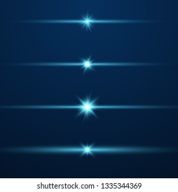 Glow special light effect, flare, star and spark Isolated. Vector lights