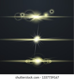 .Glow special light effect, flare, star and spark Isolated. Golden Vector light 