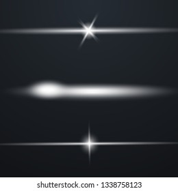 Glow special light effect, flare, star and spark Isolated. Vector lights 