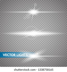 Glow special light effect, flare, star and spark Isolated. Vector lights 