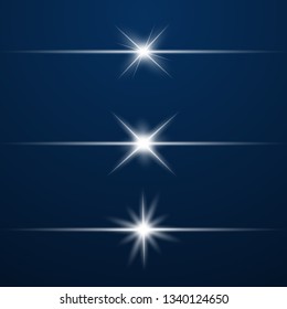 .Glow special light effect, flare, star and spark Isolated. Vector lights 