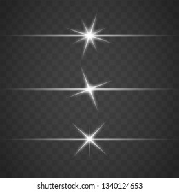 .Glow special light effect, flare, star and spark Isolated. Vector lights 