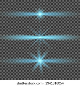 Glow special light effect, flare, star and spark Isolated. Vector lights
