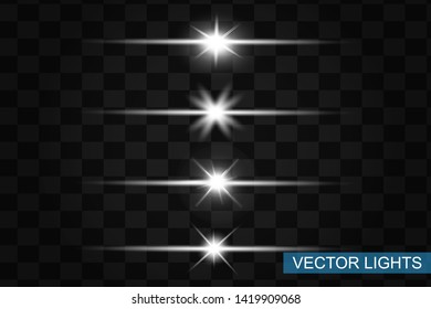 Glow special light effect, flare, star and spark Isolated. Vector lights