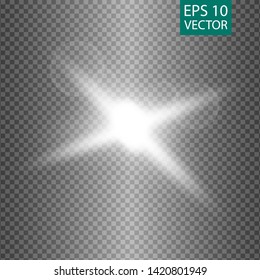 Glow special light effect, flare, star and spark Isolated. Vector lights