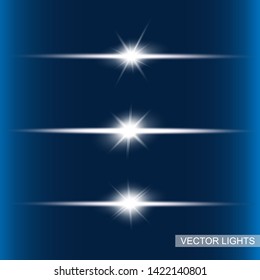 Glow special light effect, flare, star and spark Isolated. Vector lights