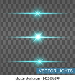 Glow special light effect, flare, star and spark Isolated. Vector lights