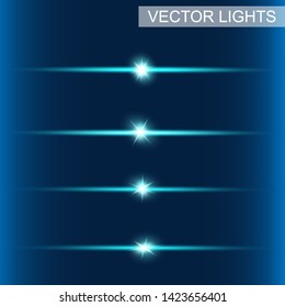 Glow special light effect, flare, star and spark Isolated. Vector lights
