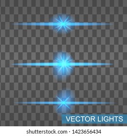 Glow special light effect, flare, star and spark Isolated. Vector lights