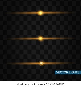Glow special light effect, flare, star and spark Isolated. Golden Vector light