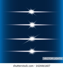 Glow special light effect, flare, star and spark Isolated. Vector lights