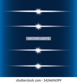 Glow special light effect, flare, star and spark Isolated. Vector lights