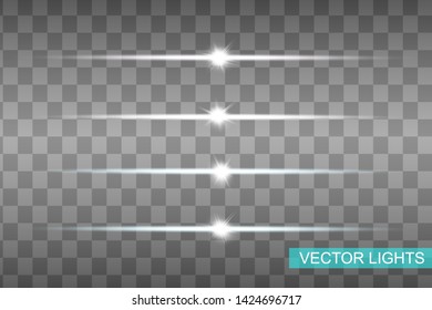 Glow special light effect, flare, star and spark Isolated. Vector lights