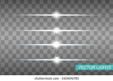 Glow special light effect, flare, star and spark Isolated. Vector lights