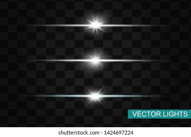 Glow special light effect, flare, star and spark Isolated. Vector lights