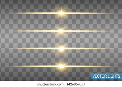 Glow special light effect, flare, star and spark Isolated. Vector lights