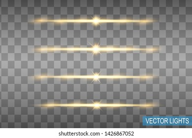 Glow special light effect, flare, star and spark Isolated. Vector lights
