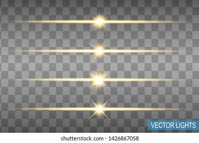 Glow special light effect, flare, star and spark Isolated. Vector lights