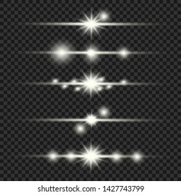 Glow special light effect, flare, star and spark Isolated. Golden Vector light